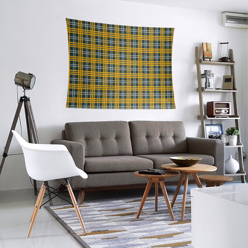 Tapisserie en microfibre de luxe Tampa Bay, H 88 po x l 104 po, Vert foncé / blanc / or
