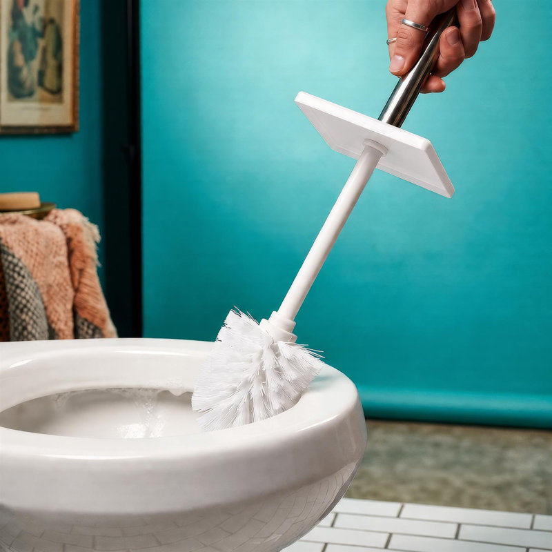 Harbour Housewares - 2x Square Toilet Brushes with Holder, White
