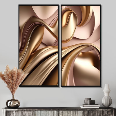 Smooth Liquid Gold In Soft Shades Of Gold And Taupe IV - Pink Wall Decor