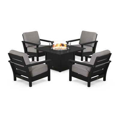 Harbour 5-Piece Conversation Set with Fire Pit Table by POLYWOOD