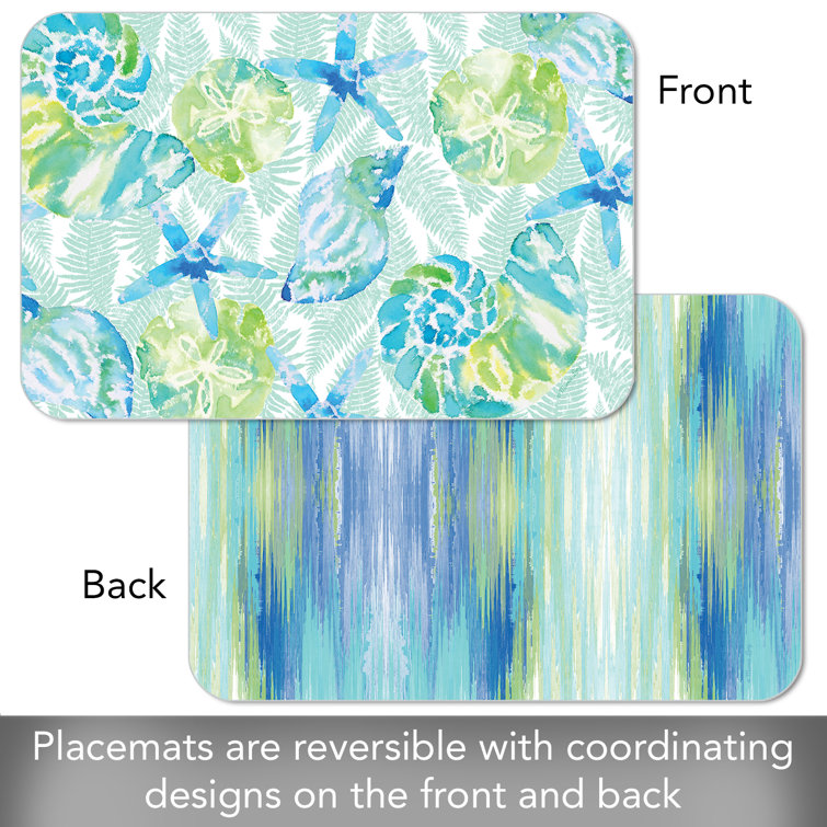 Isla Mona 4 Pack Round Reversible Easy Care Flexible Plastic Placemats Counterart