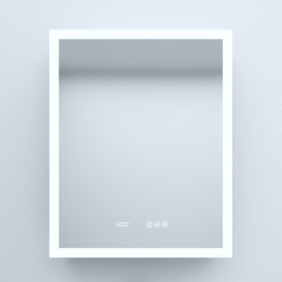 24 In. W X 30 H Silver Aluminum Right Medicine Cabinet With High - Definition Mirror, 3 Color Selection, Rust Proof Metal Cabinet, Auto Sensing Top Rectangular Recessed/Surface Mount Density Water