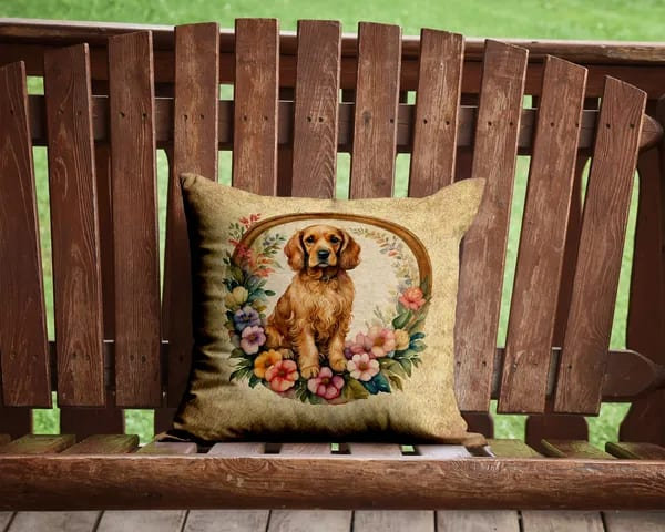 Coussin Cocker Spaniel and Flowers