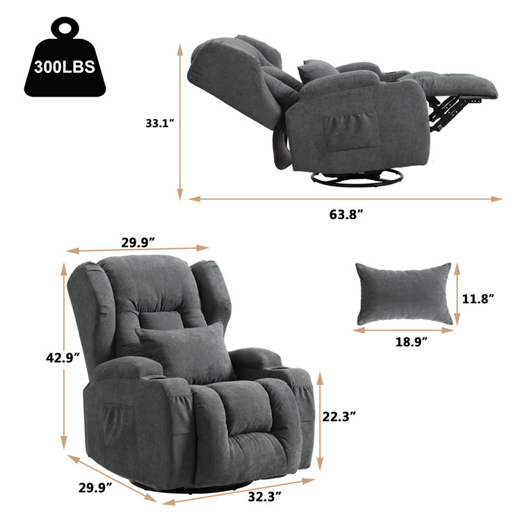 Latitude Run® Swivel Rocker Recliner Chair for Living Room with