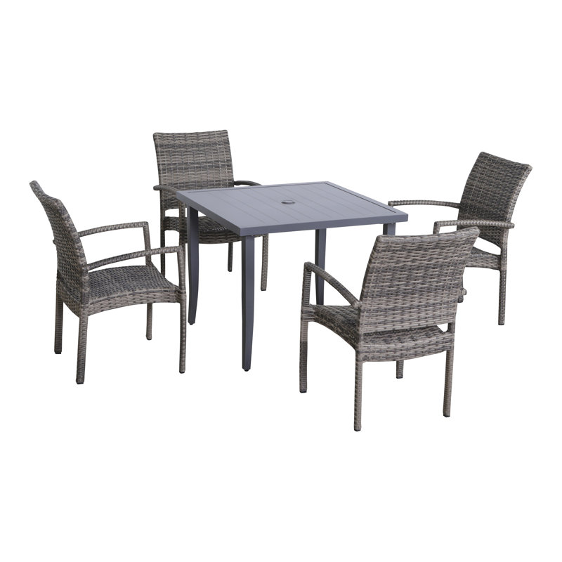 Chimerika 4 - Person Patio Dining Set Umbrella Hole Included Square Table