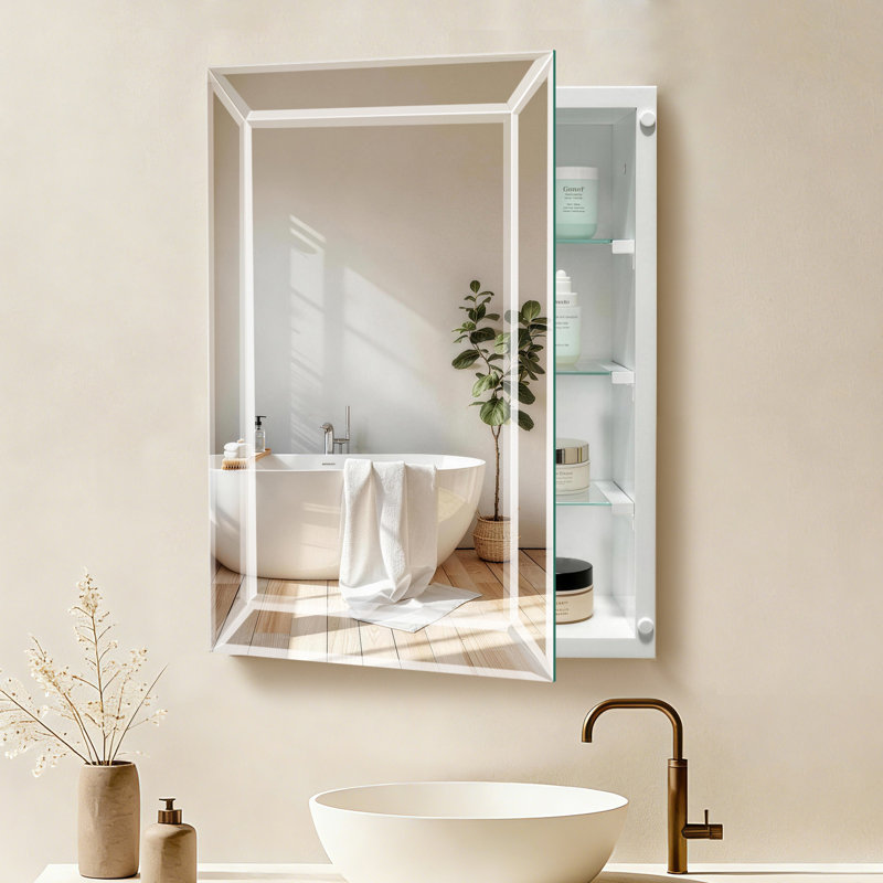 22''x30'' Frameless Bathroom Medicine Cabinet with Beveled Edge Mirror,Surface/Recessed Mount,No assembly required