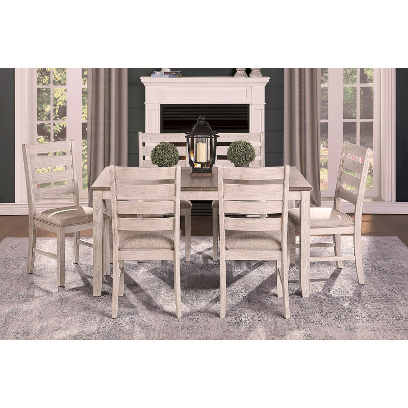 Table de salle à manger rectangulaire gris et blanc, 7