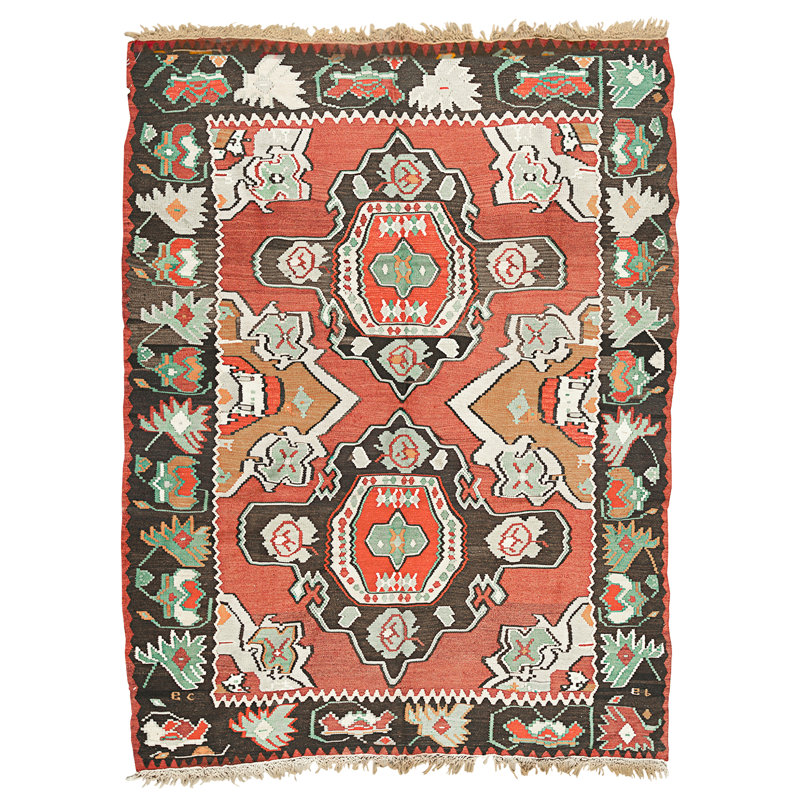 Hand Knotted Wool Area Rug in Multi