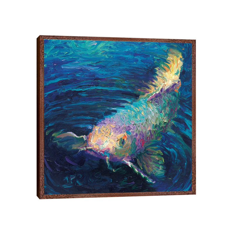 In A Small Pond by Iris Scott - Painting on Canvas, 45.72 cm H x 45.72 cm W, Classic Brown Wood Framed