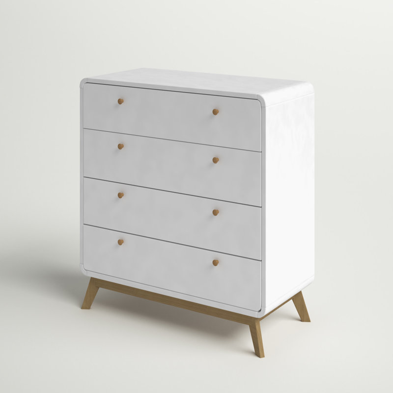 Justine 4 Drawer 80Cm W Chest of Drawers, White/White