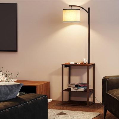 Harlesden 62'' Rustic Task Floor Lamp with USB and Outlet