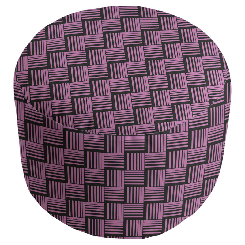 repose-pieds à rayures classic basketweave, Rose / noir