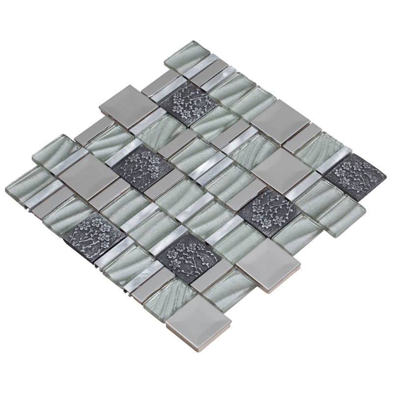 Carrelage mosaïque en métal Vitray, Argent
