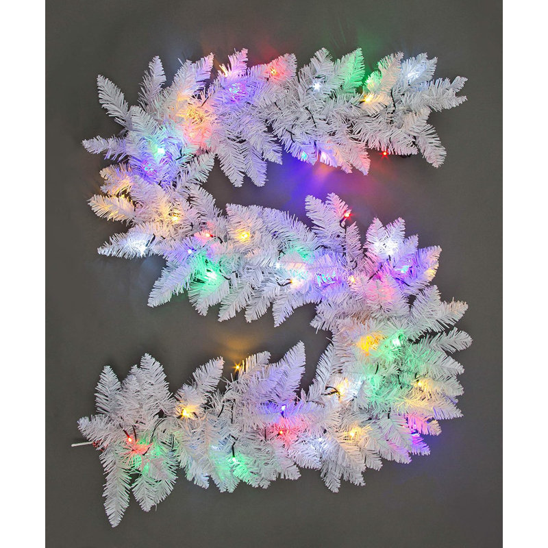 Faux Lighted PVC 78.74cm Christmas Wreath, White