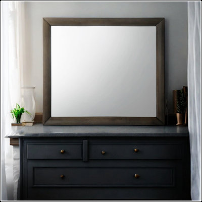 Elegant Gray Oak Mirror With Sleek Non-Beveled Edge, Perfect For Modern And Minimalist Decor