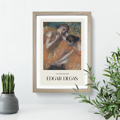 Two Ballet Ballerina Dancers in Orange by Edgar Degas - Picture Frame Painting
