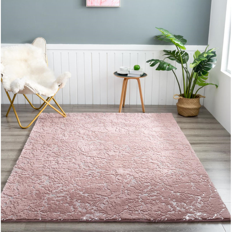 Tapis rose à motif abstrait Ridgeley, Rectangle 5 pi x 7 pi
