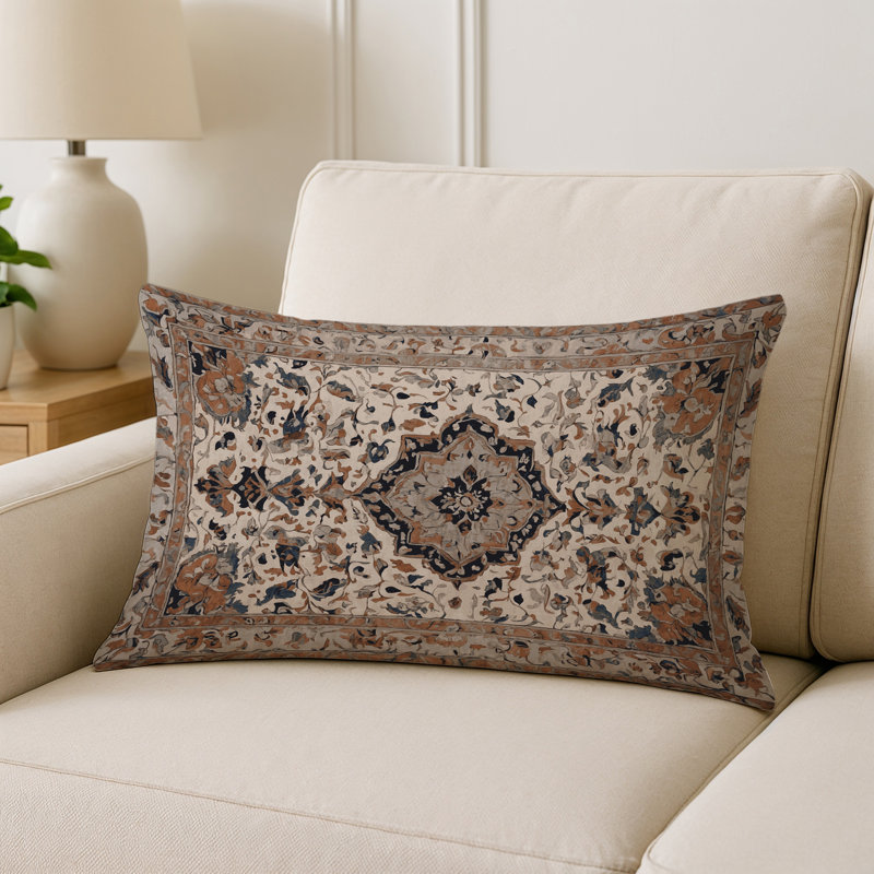 Coussin décoratif intérieur et extérieur Modern, Gris / bleu oriental 1, Rectangle H 20 po x l 14 po