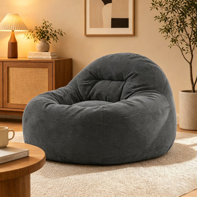 Bean Bag Chair 3Ft, Kids/Teens Sofa Memory Foam Filling, Beanbag Chair With Padding For Living Room Bedroom, Gray
