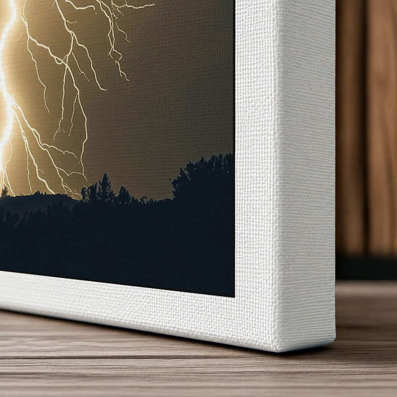 Storm Lightning Minimalist - Wrapped Canvas, 36x24 - 91.4 x 61.0 cm, White Border