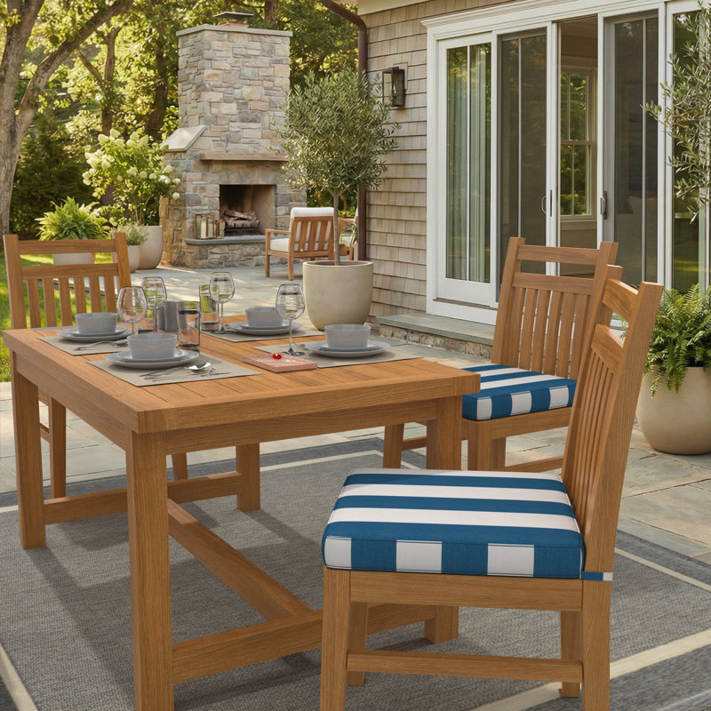 Sunbrella Indoor/Outdoor Dining Chair Cushion, 18" W x 18" D, Sunbrella® Cabana Regatta