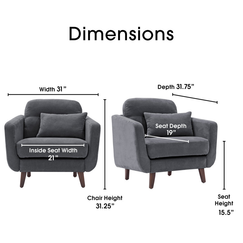 Serta Sierra 34.5" Wide Tufted Polyester Armchair, Slate Gray