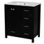Meuble-lavabo noir 30 po avec lavabo en céramique. Bois massif et bois massif Portes à 4 tiroirs à fermeture en douceur. Vaste espace de rangement. Design rétro. Structure moderne facile à assembler, planches fines. Rangement abondant. Exquis