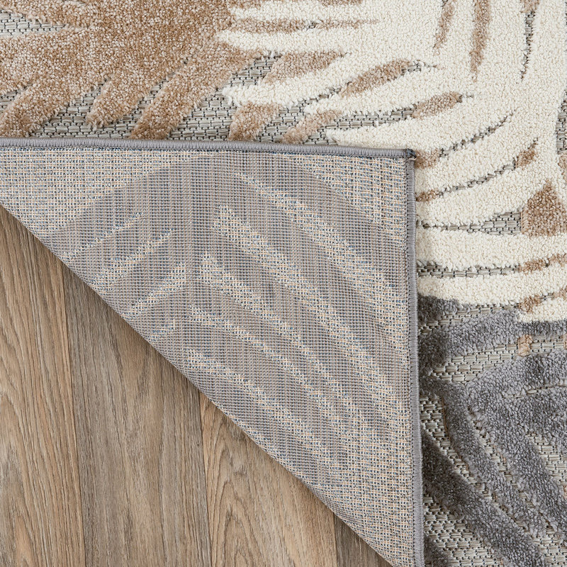 Hernandez Floral Beige/Gray/Brown Indoor & Outdoor Area Rug, Rectangle 2'7" x 4'