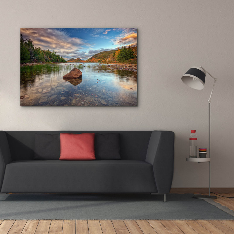 «Autumn Dusk At Jordan Pond» par Rick Berk, art mural sur toile, H 40 po x l 60 po x P 1,5 po