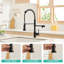 Robinet de cuisine purificateur avec finition noir mat - eau potable, filtre à eau rétractable, double sortie de tuyau, évier facile à installer noir, simple et facile à entretenir