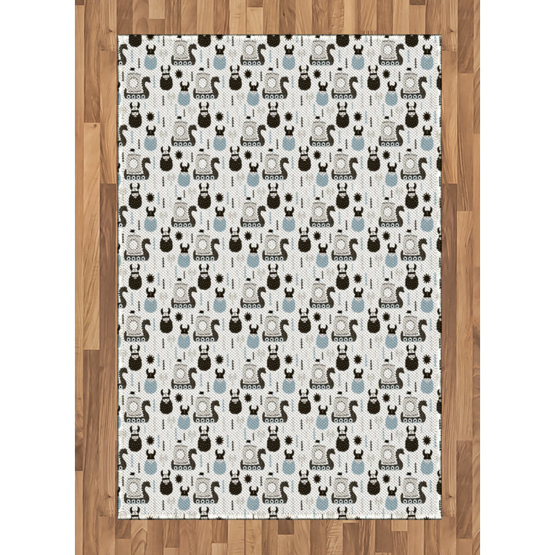 Scandinavian High Density Long Fiber Poly Threads Decorative Area Rug Carpet, Rectangle 4' x 5'8"