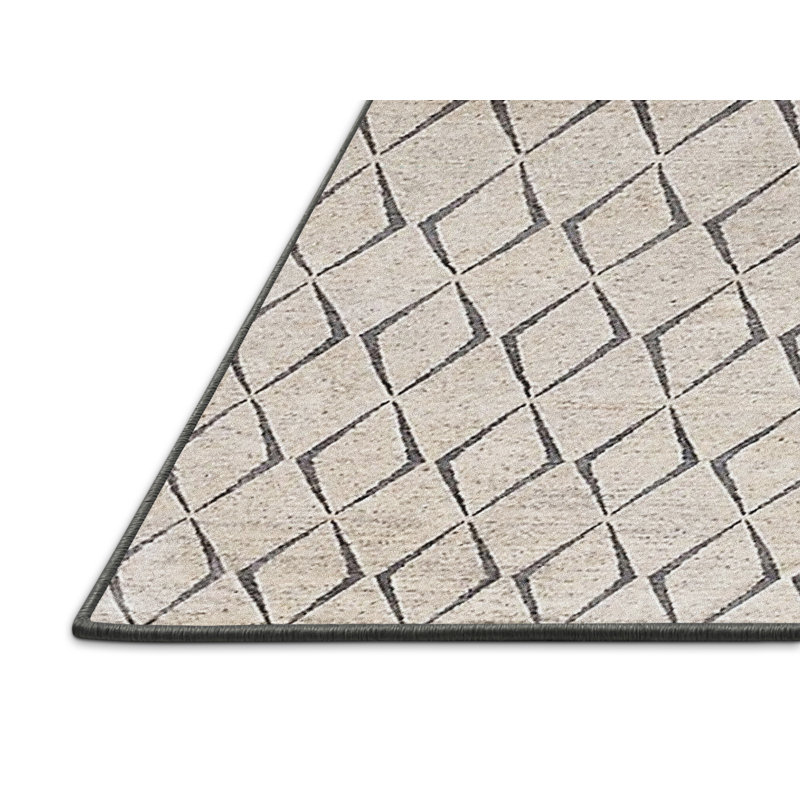 Tapis beige à motif géométrique Bayne, Rectangle 2 pi x 4 pi