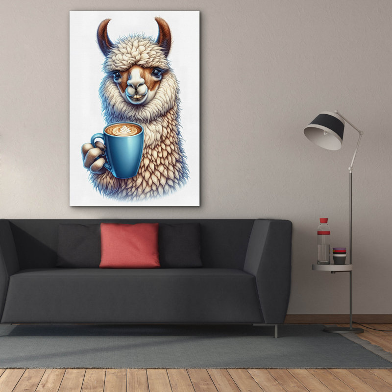  «Llama Morning» par Rey Klimt, art mural sur toile, H 26 po x l 18 po x P 0,75 po