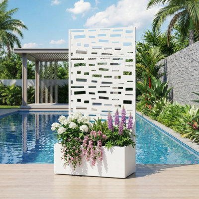 Outdoor Metal Planter Box Raised Garden Beds with Trellis