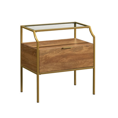 Glass & Metal Night Stand In Sindoori Mango