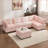 Sectional Sofa 6-Seat Modular U-Shaped with Reversible Chaise, Pink Corduroy | Living Room-2020075889