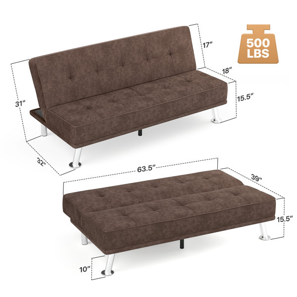 Ebern Designs Futon Sofa Bed With Adjustable Backrest & Reviews ...