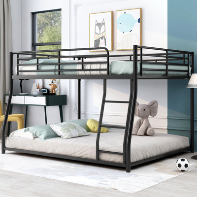 Lit superposé simple au sol SteelHaven avec structure en acier durable et échelle inclinée