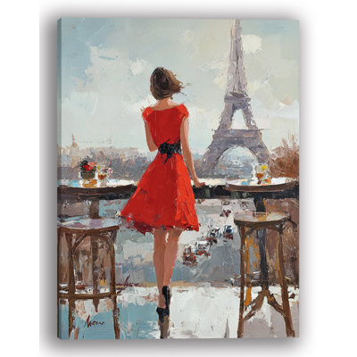 Eiffel Tower Terrace Wrapped Canvas Wall Art