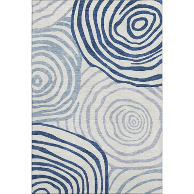 Premium Machine Washable Prisco Blue Rug