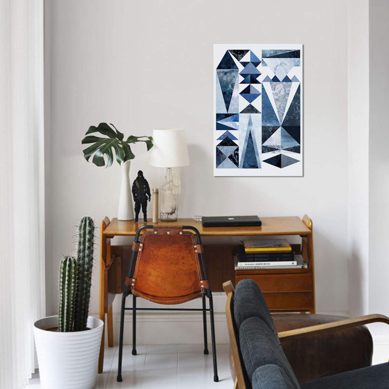 « blue shapes », reproduction d’impression sur toile tendue, H 26 po x l 18 po x P 1,5 po, Toile tendue, Pas de tapis