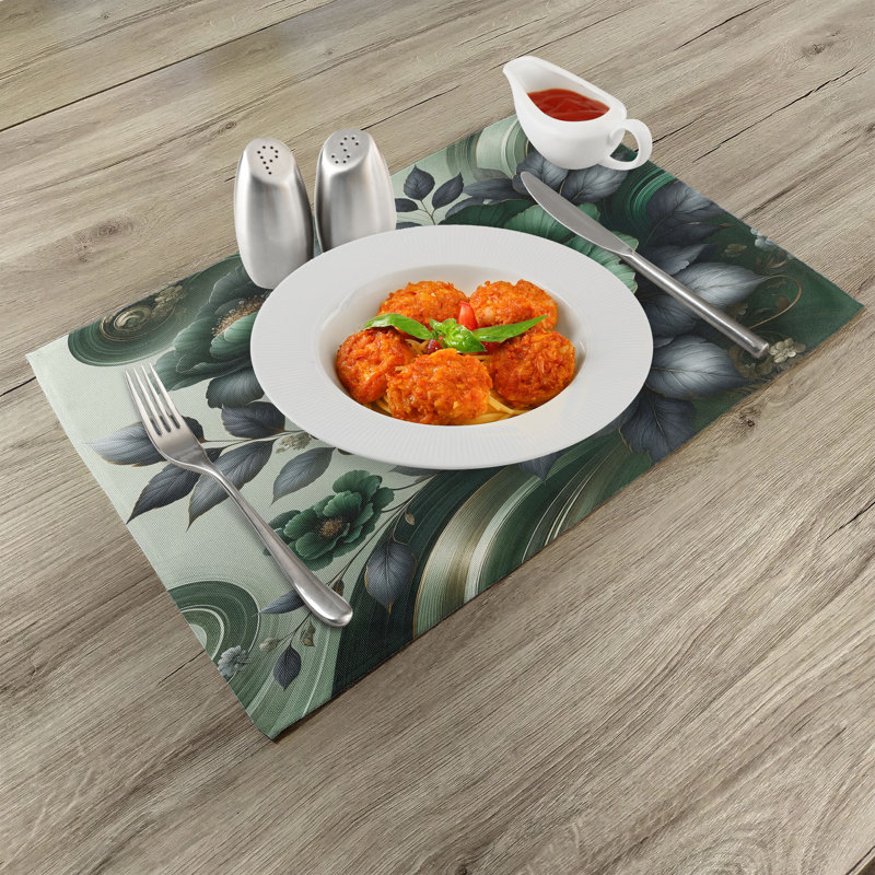 Ensemble de 4 napperons vert foncé Ambesonne