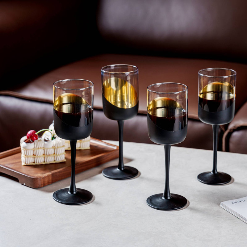 Bertila 14 oz. Modern Wine Goblet Glasses Set