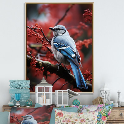 «Blue and Red Bird In Woods I», reproduction sur toile