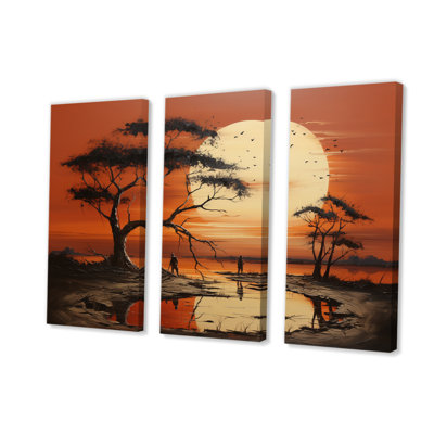 " African Tribal Sunset I " 3 - Pieces