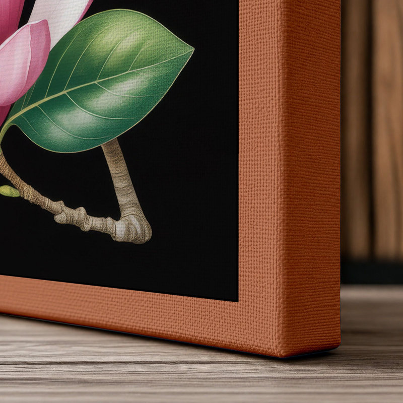 Magnolia Florals Botanical - Wrapped Canvas, 36x24 - 91.4 x 61.0 cm, Terracotta Border
