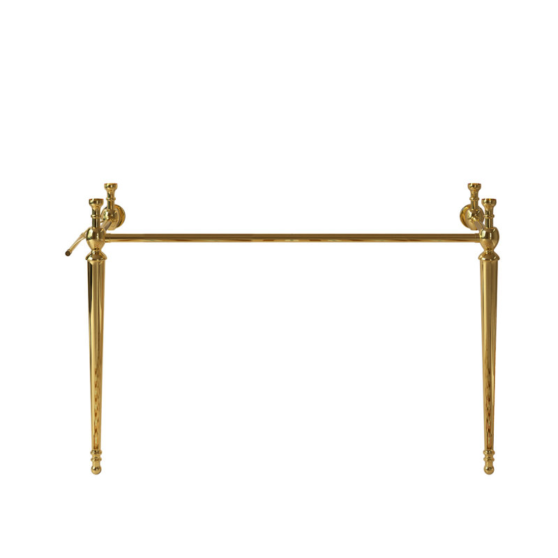 Pied de meuble-lavabo de salle de bain autoportant 48 po VICI, sans lavabo ni robinet, sans couvercle ni drain, or