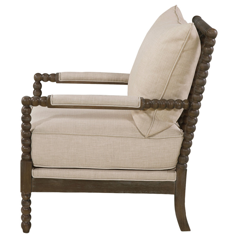 Fauteuil d'appoint rembourré beige et naturel Herndon, Beige