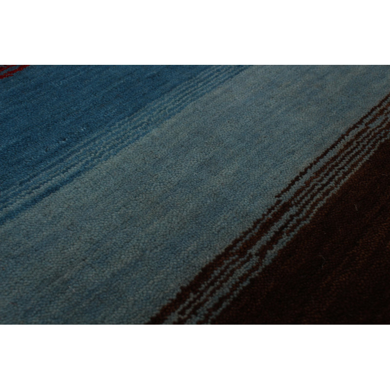 Tapis de bois one-of-kind-noué la 2010 gabbeh rouge/brun/bleu 9 pi 2 po x 11 pi en laine de 10 po Regitze