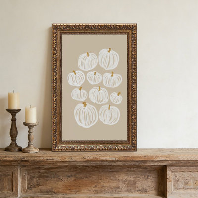 «White Pumpkin PrintOrnate», cadre mural décoratif doré